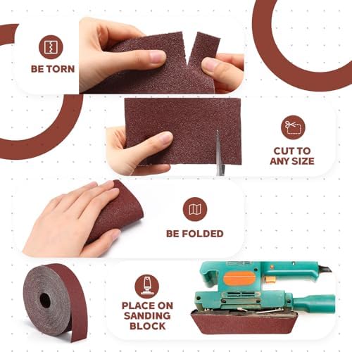 120 Grit Abrasive Sandpaper Roll 3''x 200 ft Drum Sander Sand Paper Roll Emery Cloth Rolls for Drum Sander Continuous Paper Wood Automotive Polishing