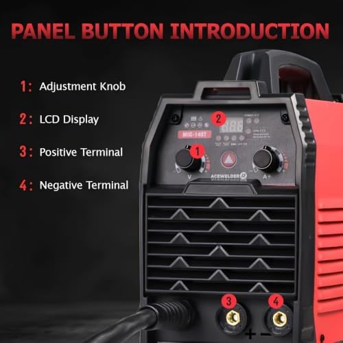 ACEWELDER 140A Gasless Flux Core MIG Welder/Lift TIG/Stick 3 in 1 Welding Machine 110V Portable IGBT Inverter Synergy Welder Machine (MIG140)
