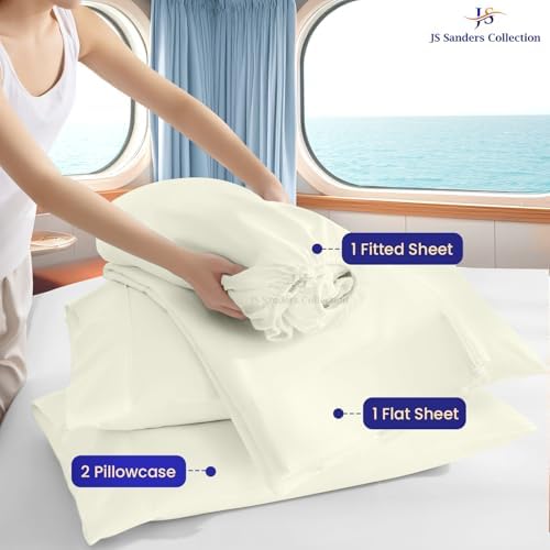 JS Sanders Collection 4PC Boat Sheet Set Universal V Berth, Ivory
