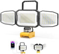 LED Work Light Compatible with DeWalt 20V Battery, 150W 15000LM Flood Light, 6500K Daylight 3-Head Adjustable, USB Type-C&2 Brightness Modes Portable Flashlight Job Site Light (Tool Only)