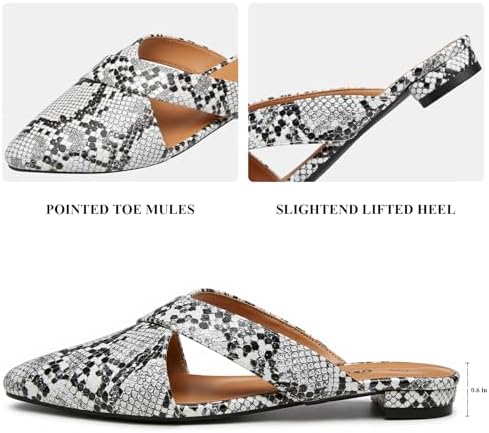 Rekayla Women's Mules Closed Pointed Toe Flats Backless Loafers Shoes for Women