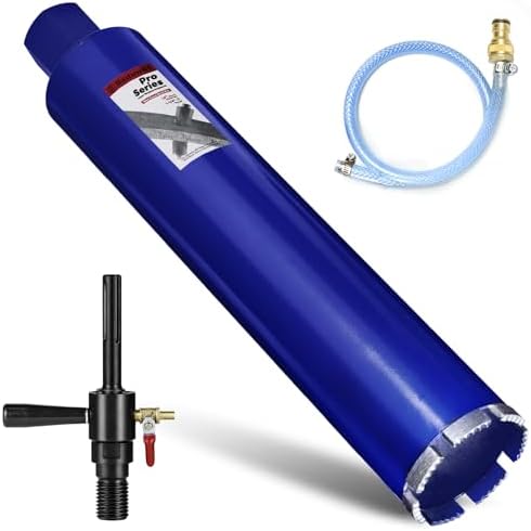 3" Pro Core Drill Bit with SDS Max Water Injection Adapter (1-1/4"-7 UNC),14" Depth Upgraded Welded Wet Core Bits for Concrete with Rebar, Brick, Masonry,Stucco,Mortar (Include Water Hose Kit)