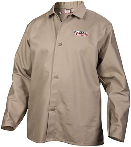 Lincoln Electric Premium Flame Resistant (FR) Cotton Welding Jacket | Comfortable | Khaki / Tan | 2XL | K3317-2XL