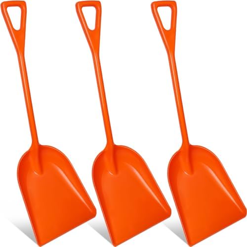 Frienda 3 Pcs Plastic Snow Shovel Large Scoop Shovel, Orange