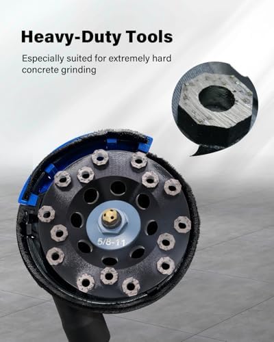 Diamond Grinding Cup Wheel for Hard Concrete Floor, Epoxy Coating Removal, 15 Aggressive Honeycomb Segments, 4.5 Inch 7/8" Arbor, 16/20 Grit