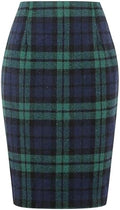 IDEALSANXUN Plaid Skirts for Women Fall Winter Knee Length Pencil Wool Skirt with Slit
