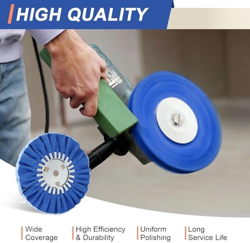 8" White Airway Buffing Wheel, 5/8" Arbor, 16-Ply Fine Polishing Wheel for Angle Grinder, Final Polishing for Aluminum & Metal, Removes Micro-Haze, High Gloss Mirror Finish, 2 PCS