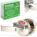 VIZILOK ADA Compliant, Single Egress Indicator Privacy Lock C5FN-L Durable ANSI Grade 2 Comp Commercial Left Handed Non Reversible in-Use or Vacant Push Button Lever - Satin Nickel