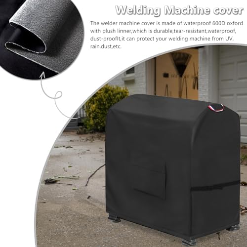 Premium Welding Machine Cover - Heavy Duty 600D Waterproof TIG225X TIG Welder Cover with Plush Liner (Black, 22'' L x 12.6'' W x 22'' H)