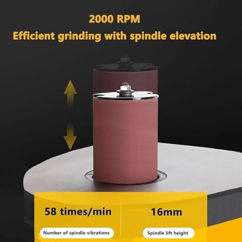 Electric Oscillating Spindle Sander, 450W Desktop Column Sanding Machine With 5 Pcs Sanding Sleeves And 3 Sets Of Sandpaper, Max. Speed 2000 Rpm Drum Sander With Angle Grindin