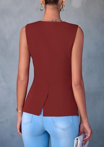 PRETTYGARDEN Women Tailored Suit Vest Business Casual Tops