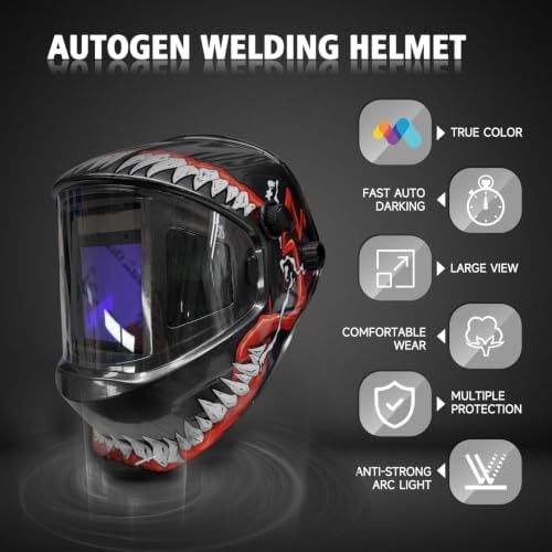 Welding Helmet, Large Viewing Screen 4.05"X3.54" Auto Darkening Welding Helmet True Color Solar Power 4 Arc Sensor Wide Shade 4~5/8-9/13 for TIG MIG Arc Weld Grinding Welder Mask(Colorful)