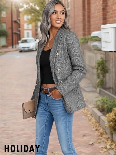 Mina Self 2026 Women's Fall Tweed Blazer Plaid Jacket Business Casual Coat