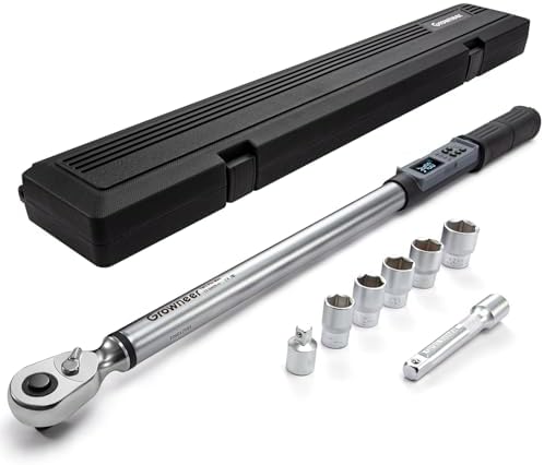 GROWNEER Upgraded Digital Torque Wrench, 12.5-250.7 Ft-lbs/17-340 Nm, 1/2'' Drive Automotive Rachet Torque Wrench with Buzzer & Colorful LED Indicator, Electronic Wrench Set for Car Tires Auto Repair