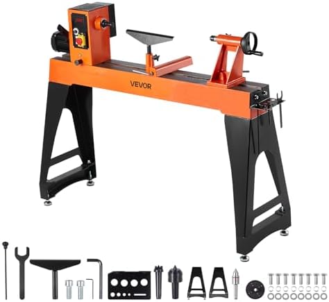 VEVOR Woodworking Lathe, 2 HP, Wood Lathe Machine with150 to 3200 RPM Variable Speed, 18 x 40 in Workbench, Brushless DC Motor, Cast Iron Body, Tool Rest, for Medium to Large Projects Woodworking
