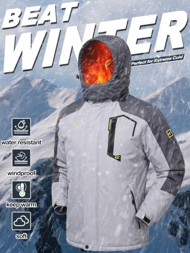 QPNGRP Mens Waterproof Ski Snowboard Jacket Winter Windproof Snow Coat