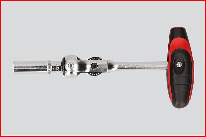 KS TOOLS - 914.1405-E - 1/4" modifix Ratchet with Swivel Head and T-Handle - 72 Teeth - Satin Chrome Finish - Chrome Vanadium