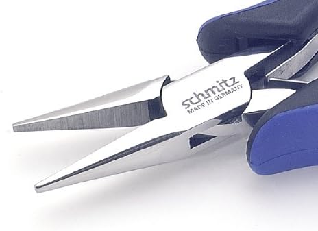 Needle Nose Pliers 5.1/4'' - schmitz 4211HS22 - straight, short, smooth jaws - ESD - Dissipative - Hightech tool for professionals - Made in Germany - Solingen