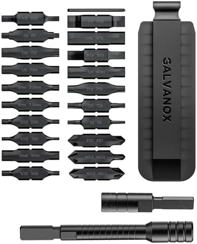 Galvanox 23PC Accessories Set, Compatible with Leatherman Multi-Tools [59HRC] Hardened Double-Sided 21 Piece Bit Kit with Driver Extender, Hex Adapter and Sheath Holder (Black)