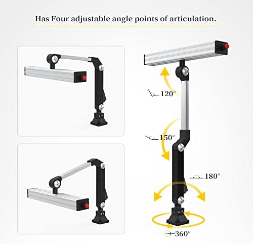 Led Work Light 24W 20in Long Arm Aluminum Alloy Waterproof Table Lamp for Machine Tool CNC Lathe Drilling Machine, US Plug