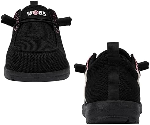 LARNMERN Steel Toe Loafers Women Slip On Work Safety Shoes Walking Sneakers