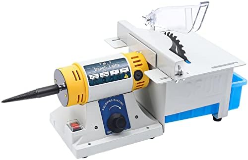 Gem Jewelry Polishing Grinding Machine, 320W 110V Mini Table Rock Saw Lathe Table Saw Polisher Cutting Machine DIY Jewelry Lapidary Equipment for Carving Polishing, Drilling of Crafts