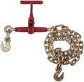 5/16" - 3/8" Durabilt T-Handle Ratchet Chain Binder with 6' Chain Extension & Grab Hooks - 7,100 lbs WLL Heavy Duty Tie Down Hauling Load Chain Binders for Flatbed Trailer