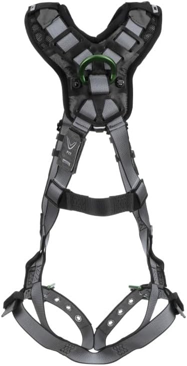 MSA V-FIT Standard Safety Harness - Polyester & Nano-Technology Treated Web Full Body Harness Back, Shoulder Padding, Gray