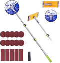 Telescopic Pole Sander,Drywall Pole Sander With 75in Adjustable Pole,2 Sander Heads,15 sanding Sheets (80,100,180,240,320 Grit),Suitable For Wall Painting, Cleaning And Polishing