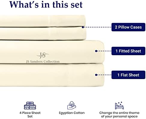 JS Sanders Collection Split Head Sheet Set Cal. King Size,Ivory