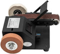 350W Electric Mini Belt Sander DIY Electric Belt Sander for Knife Making Upgrade Knife Sharpening Belt Sander with 10PCS Abrasive Belt for Wood Metal Knife
