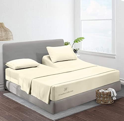 JS Sanders Collection Split Head Sheet Set Cal. King Size,Ivory
