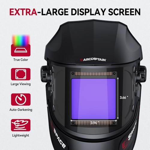 ARCCAPTAIN Welding Helmet, 3.94"×3.66" Auto Darkening Welding Hood