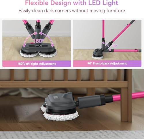 VMAI Cordless Electric Mop for Floor Cleaning, Detachable Battery