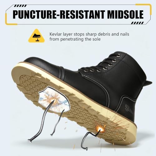 Steel Toe Boots for Men & Women,Slip On Work Boots for Construction