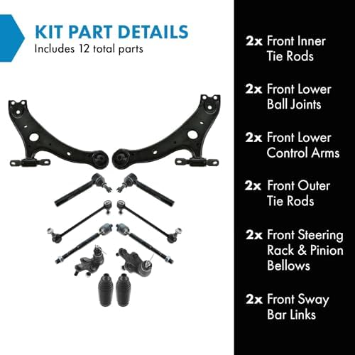 TRQ Front Steering & Suspension Kit Ball Joint Control Arm Steering Rack