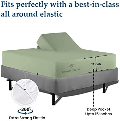 JS Sanders Collection Split Head Sheet Set Cal. King Size,Moss