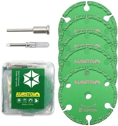 Diamond Rotary Tool Cut-Off Wheels - 5pcs 2 Inch(50mm) Metal Cutting disc for Rotary Tool Accessories with 1pc 1/8” Mandrel for Metal, Iron Pipe, Iron Sheet, Bolts, Screws