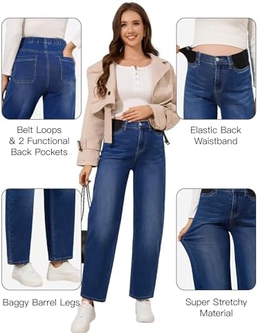 fitglam Women's Maternity Jeans Straight Leg Relaxed Fit Over Belly Pregnancy Denim Work Pants Maternity Clothes with Pockets