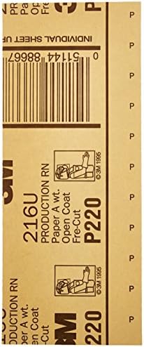 3M Gold Abrasive Sheet 216U, 02552, P220 Grade, 3-2/3 in x 9 in, 100 Sheets