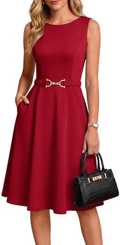 GRACE KARIN Work Business Midi Flowy Sleeveless Dresses for Women