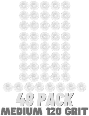 Dedeco Sunburst Radial Bristle Discs 48-Pack - 3/4" Curved - White 120 Grit (Medium) - Aluminum Oxide for Polishing & Finishing