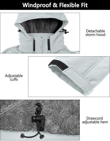 Little Donkey Andy Men's Warm Sherpa Lined Winter Softshell Jacket Windproof Mountain Ski Snow Coat with Removable Hood