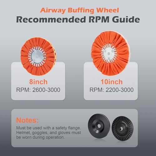 8" Orange Airway Buffing Wheel, 12-Ply Medium Polishing Wheel, 5/8" Arbor Hole, Compatible with Angle Grinder & Buffer Polisher, for Aluminum, Stainless Steel, Brass & Copper, 2 Pcs