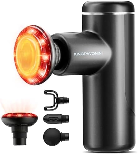 KingPavonini Mini Massage Gun Deep Tissue with Heat& Red Light, Model MG101