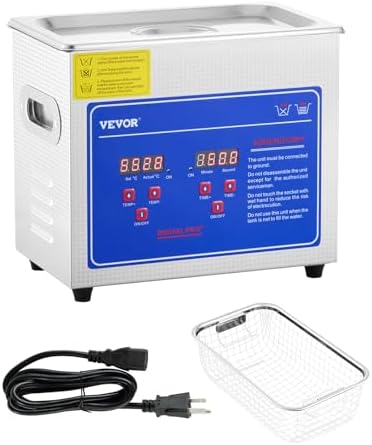 VEVOR 3L Ultrasonic Cleaner with Heated Function, Digital Timer & Stainless Steel Tank, Ultrasonic Cleaning Machine for Jewelry, Glasses, Watches, Circuit Boards, Small Parts