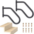 Hand Rails for Indoor Outdoor Steps, Wall Mount Non-Slip U-Shape Stair Railing, Black, 1 Pack (Black, 2 Pack 16")