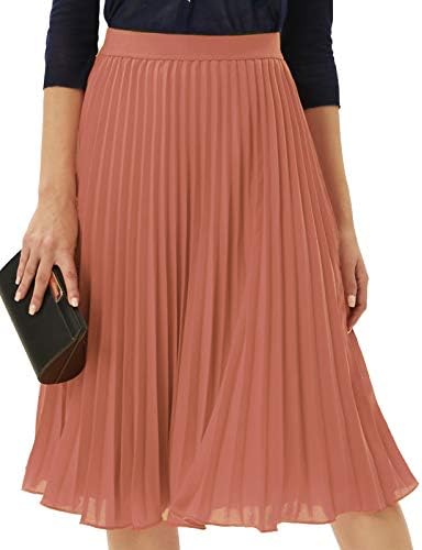 GRACE KARIN Pleated Midi Skirt for Women Chiffon A-Line Outfits