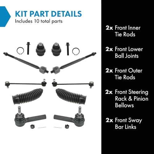 TRQ Front Steering & Suspension Kit Ball Joint Steering Rack & Pinion