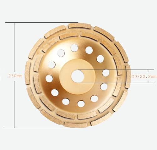 APLUS 9-Inch Diamond Cup Grinding Wheel, Double Row Diamond Grinder Disc for Concrete, Granite, Stone, Marble etc